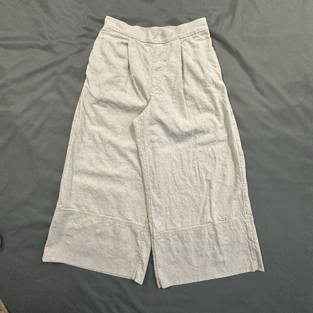 Banana Republic Capri Pants Linen Blend Wide Leg Womens Small Off White Beach